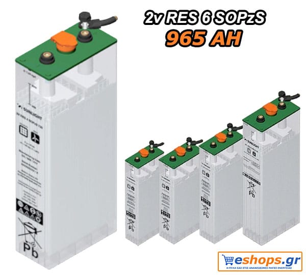 ΧΟΝΔΡΙΚΗ ΤΙΜΗ 2v  μπαταρίες RES 6-SOPzS 965AH/C120  βαθιάς εκφόρτισης  SUNLIGHT