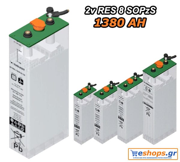 8-SOPzS 1380AH/C120 2V RES Μπαταρία Sunlight ανοικτού τύπου